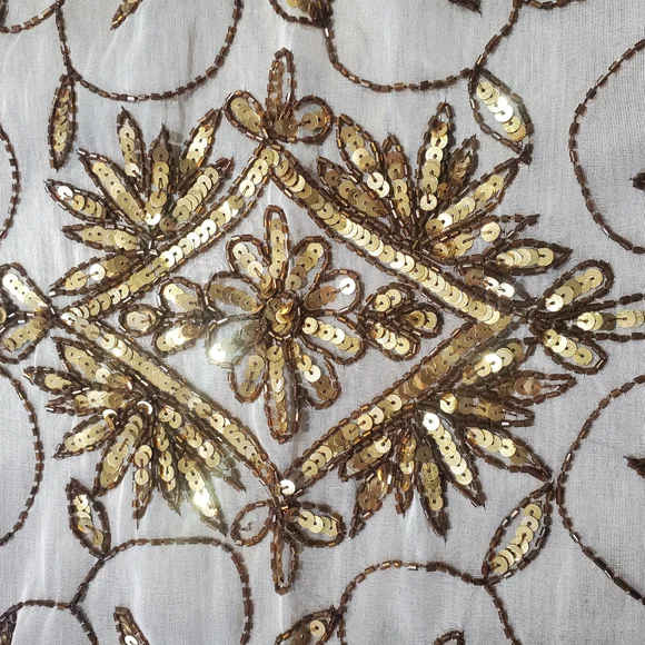 Elegant Gold Embroidered Table Runner